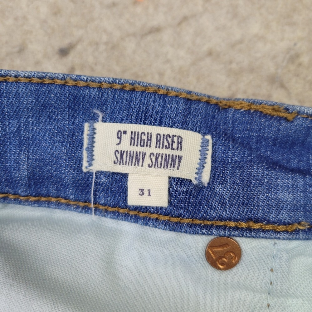 Madewell 9" High Riser Skinny Jeans Womens 31 Blue Light Wash Distressed Stretch - Picture 4 of 13